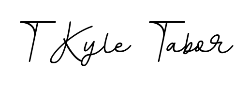 A modern signature idea for name T Kyle Tabor using BallpointsItalic-DORy9 font. Clean strokes and elegant curves make it stand out instantly. T Kyle Tabor signature style 11 images and pictures png