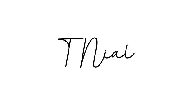 How to make T Nial name signature. Use BallpointsItalic-DORy9 style for creating short signs online. This is the latest handwritten sign. T Nial signature style 11 images and pictures png