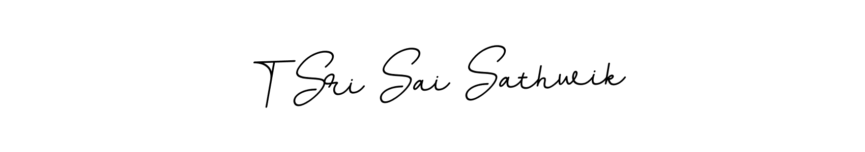 The best way (BallpointsItalic-DORy9) to make a short signature is to pick only two or three words in your name. The name T Sri Sai Sathwik include a total of six letters. For converting this name. T Sri Sai Sathwik signature style 11 images and pictures png