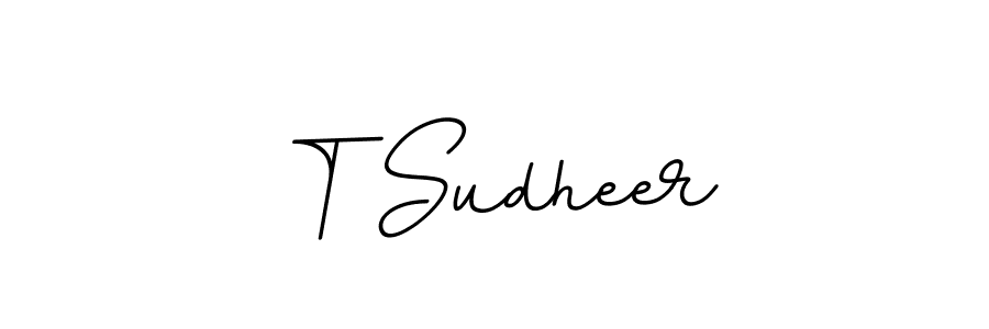 The best way (BallpointsItalic-DORy9) to make a short signature is to pick only two or three words in your name. The name T Sudheer include a total of six letters. For converting this name. T Sudheer signature style 11 images and pictures png