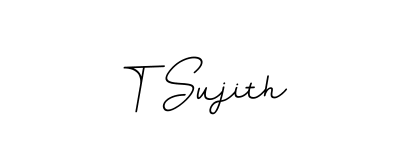 You should practise on your own different ways (BallpointsItalic-DORy9) to write your name (T Sujith) in signature. don't let someone else do it for you. T Sujith signature style 11 images and pictures png