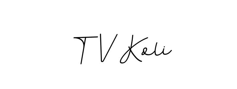 How to make T V Koli name signature. Use BallpointsItalic-DORy9 style for creating short signs online. This is the latest handwritten sign. T V Koli signature style 11 images and pictures png