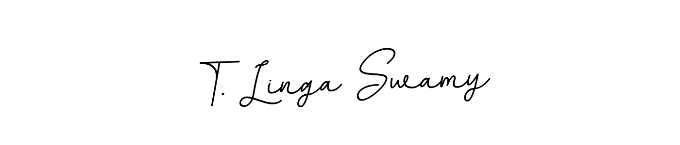 Use a signature maker to create a handwritten signature online. With this signature software, you can design (BallpointsItalic-DORy9) your own signature for name T. Linga Swamy. T. Linga Swamy signature style 11 images and pictures png