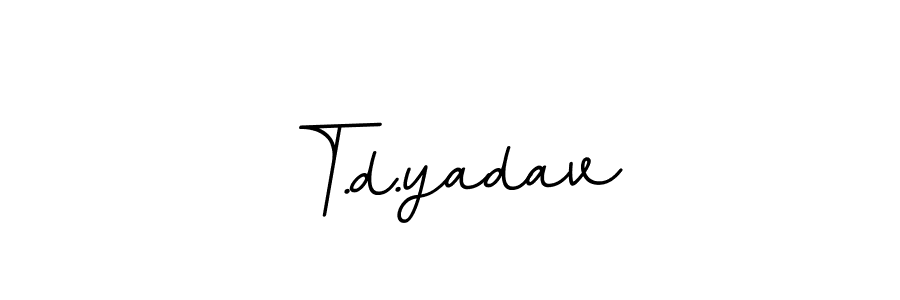 How to make T.d.yadav name signature. Use BallpointsItalic-DORy9 style for creating short signs online. This is the latest handwritten sign. T.d.yadav signature style 11 images and pictures png