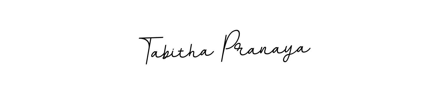 BallpointsItalic-DORy9 is a professional signature style that is perfect for those who want to add a touch of class to their signature. It is also a great choice for those who want to make their signature more unique. Get Tabitha Pranaya name to fancy signature for free. Tabitha Pranaya signature style 11 images and pictures png