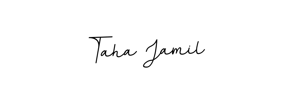 You should practise on your own different ways (BallpointsItalic-DORy9) to write your name (Taha Jamil) in signature. don't let someone else do it for you. Taha Jamil signature style 11 images and pictures png