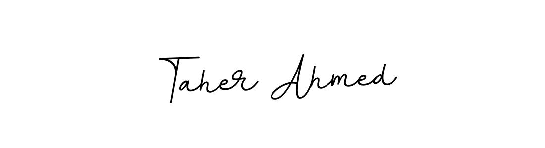 How to make Taher Ahmed name signature. Use BallpointsItalic-DORy9 style for creating short signs online. This is the latest handwritten sign. Taher Ahmed signature style 11 images and pictures png