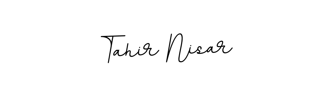 Create a beautiful signature design for name Tahir Nisar. With this signature (BallpointsItalic-DORy9) fonts, you can make a handwritten signature for free. Tahir Nisar signature style 11 images and pictures png