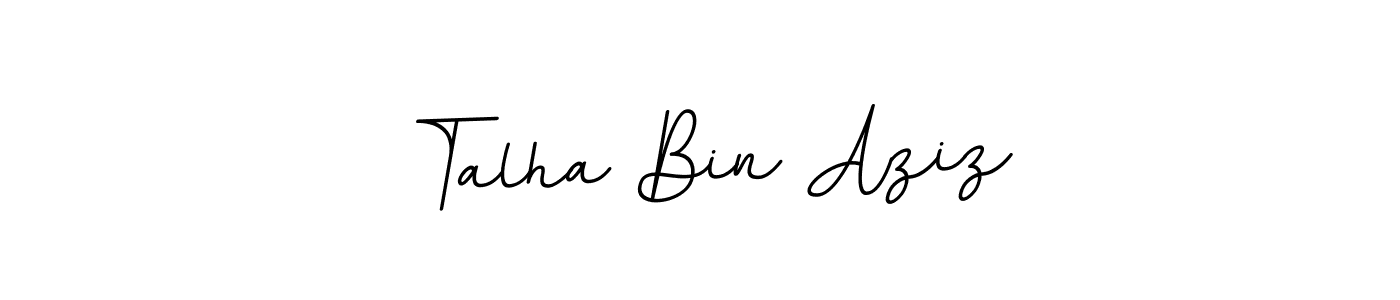 You should practise on your own different ways (BallpointsItalic-DORy9) to write your name (Talha Bin Aziz) in signature. don't let someone else do it for you. Talha Bin Aziz signature style 11 images and pictures png