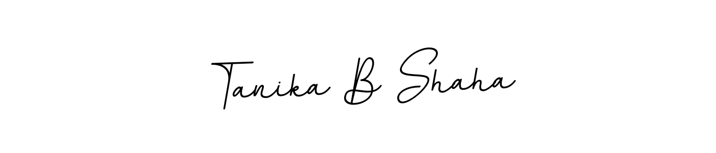 How to make Tanika B Shaha name signature. Use BallpointsItalic-DORy9 style for creating short signs online. This is the latest handwritten sign. Tanika B Shaha signature style 11 images and pictures png