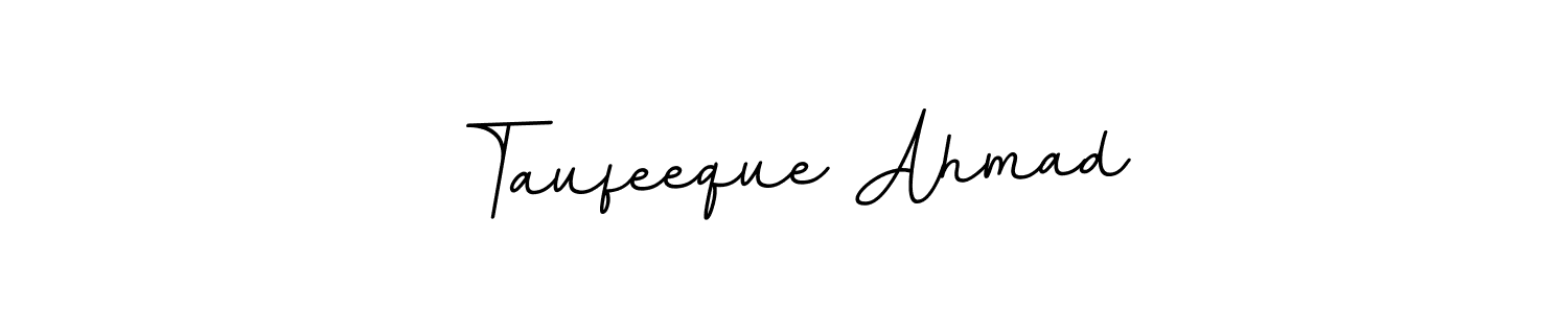 This is the best signature style for the Taufeeque Ahmad name. Also you like these signature font (BallpointsItalic-DORy9). Mix name signature. Taufeeque Ahmad signature style 11 images and pictures png
