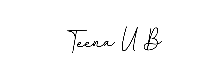 How to make Teena U B name signature. Use BallpointsItalic-DORy9 style for creating short signs online. This is the latest handwritten sign. Teena U B signature style 11 images and pictures png