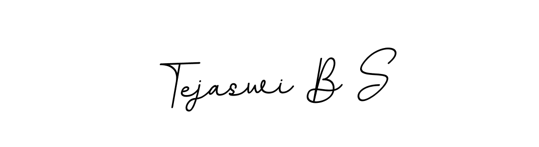 This is the best signature style for the Tejaswi B S name. Also you like these signature font (BallpointsItalic-DORy9). Mix name signature. Tejaswi B S signature style 11 images and pictures png