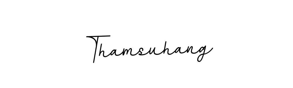 The best way (BallpointsItalic-DORy9) to make a short signature is to pick only two or three words in your name. The name Thamsuhang include a total of six letters. For converting this name. Thamsuhang signature style 11 images and pictures png