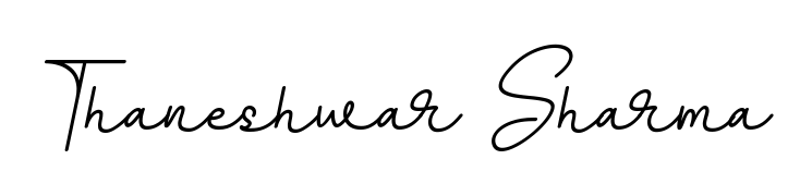 The BallpointsItalic-DORy9 font transforms the name Thaneshwar Sharma into an executive sign with sharp precision and distinguished character. Thaneshwar Sharma signature style 11 images and pictures png