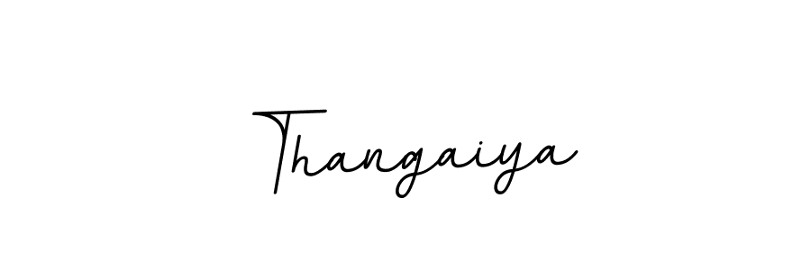 Use a signature maker to create a handwritten signature online. With this signature software, you can design (BallpointsItalic-DORy9) your own signature for name Thangaiya. Thangaiya signature style 11 images and pictures png