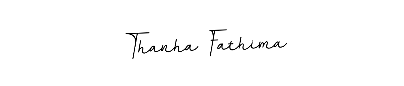 How to make Thanha Fathima name signature. Use BallpointsItalic-DORy9 style for creating short signs online. This is the latest handwritten sign. Thanha Fathima signature style 11 images and pictures png