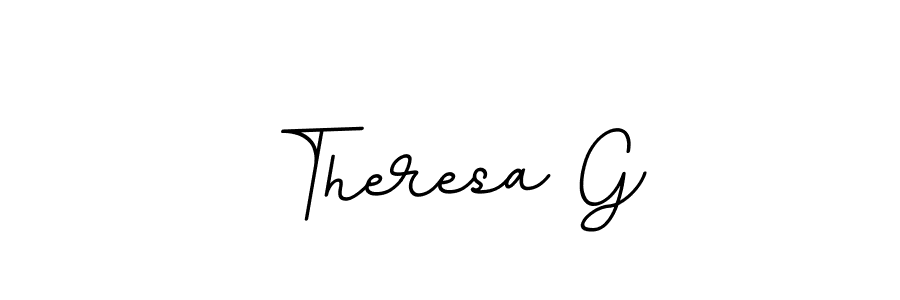 How to make Theresa G name signature. Use BallpointsItalic-DORy9 style for creating short signs online. This is the latest handwritten sign. Theresa G signature style 11 images and pictures png