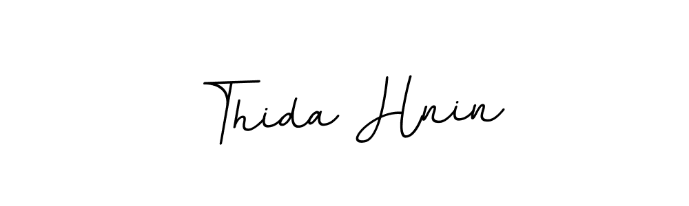 How to make Thida Hnin name signature. Use BallpointsItalic-DORy9 style for creating short signs online. This is the latest handwritten sign. Thida Hnin signature style 11 images and pictures png