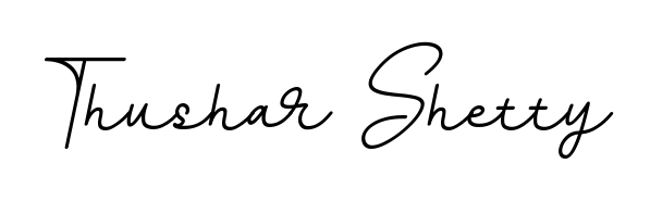 Try this chic Thushar Shetty handwritten sign style. Using BallpointsItalic-DORy9 font elements, it gives your name a sleek, memorable identity. Thushar Shetty signature style 11 images and pictures png