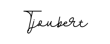 A sleek calligraphic signature for name Tjoubert utilizing BallpointsItalic-DORy9 styling. Great for adding personal signatures to photos and art. Tjoubert signature style 11 images and pictures png
