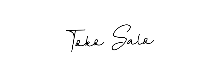 How to make Toko Salo name signature. Use BallpointsItalic-DORy9 style for creating short signs online. This is the latest handwritten sign. Toko Salo signature style 11 images and pictures png