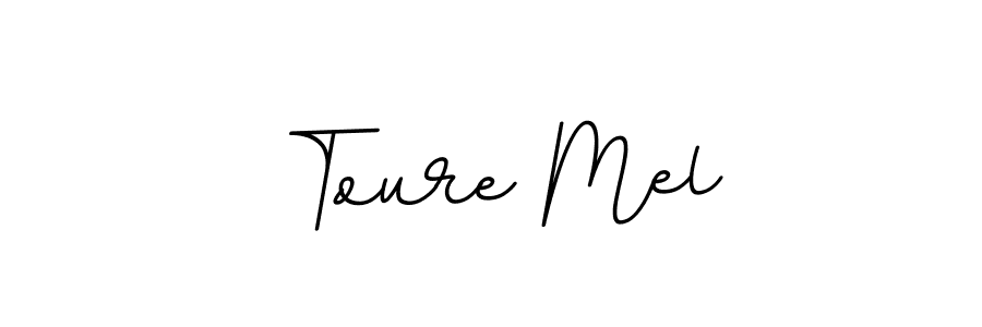 How to make Toure Mel name signature. Use BallpointsItalic-DORy9 style for creating short signs online. This is the latest handwritten sign. Toure Mel signature style 11 images and pictures png