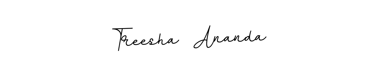 How to make Treesha  Ananda name signature. Use BallpointsItalic-DORy9 style for creating short signs online. This is the latest handwritten sign. Treesha  Ananda signature style 11 images and pictures png