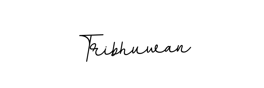 How to make Tribhuwan name signature. Use BallpointsItalic-DORy9 style for creating short signs online. This is the latest handwritten sign. Tribhuwan signature style 11 images and pictures png