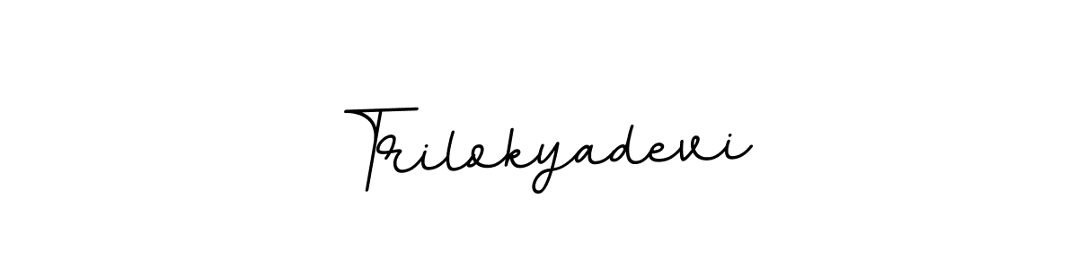 BallpointsItalic-DORy9 is a professional signature style that is perfect for those who want to add a touch of class to their signature. It is also a great choice for those who want to make their signature more unique. Get Trilokyadevi name to fancy signature for free. Trilokyadevi signature style 11 images and pictures png