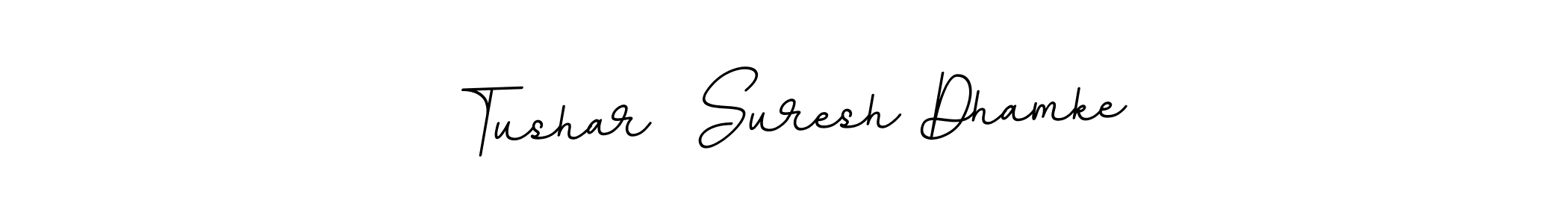 The best way (BallpointsItalic-DORy9) to make a short signature is to pick only two or three words in your name. The name Tushar  Suresh Dhamke include a total of six letters. For converting this name. Tushar  Suresh Dhamke signature style 11 images and pictures png