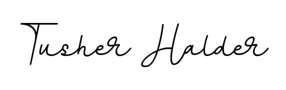 You should practise on your own different ways (BallpointsItalic-DORy9) to write your name (Tusher Halder) in signature. Don't let someone else do it for you. Tusher Halder signature style 11 images and pictures png