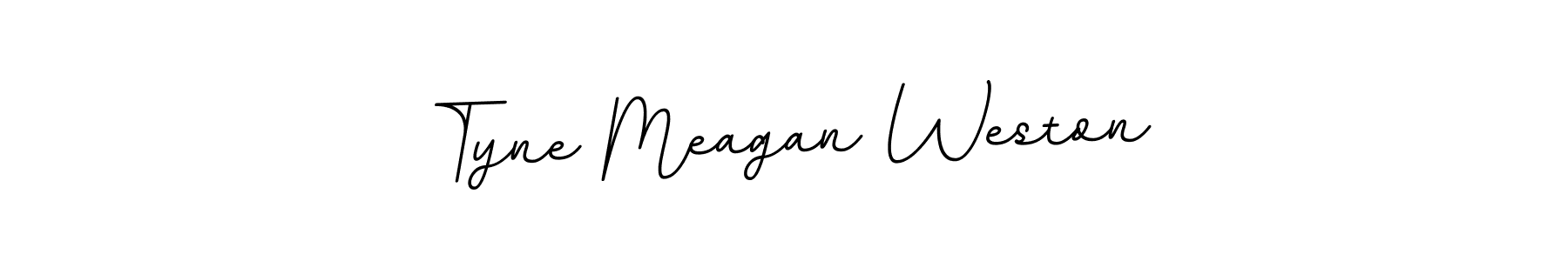 You should practise on your own different ways (BallpointsItalic-DORy9) to write your name (Tyne Meagan Weston) in signature. don't let someone else do it for you. Tyne Meagan Weston signature style 11 images and pictures png