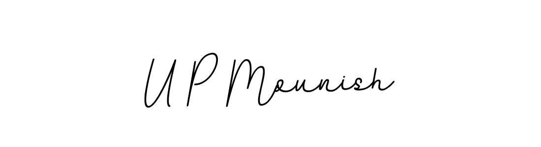 U P Mounish stylish signature style. Best Handwritten Sign (BallpointsItalic-DORy9) for my name. Handwritten Signature Collection Ideas for my name U P Mounish. U P Mounish signature style 11 images and pictures png