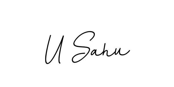 How to make U Sahu name signature. Use BallpointsItalic-DORy9 style for creating short signs online. This is the latest handwritten sign. U Sahu signature style 11 images and pictures png