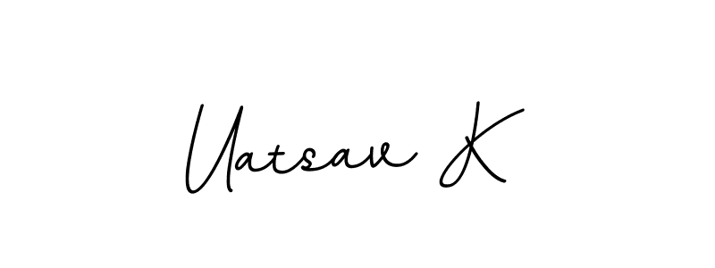 How to make Uatsav K name signature. Use BallpointsItalic-DORy9 style for creating short signs online. This is the latest handwritten sign. Uatsav K signature style 11 images and pictures png