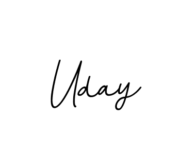 Use a signature maker to create a handwritten signature online. With this signature software, you can design (BallpointsItalic-DORy9) your own signature for name Uday. Uday signature style 11 images and pictures png