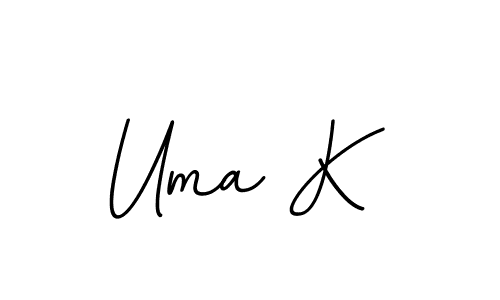 How to make Uma K name signature. Use BallpointsItalic-DORy9 style for creating short signs online. This is the latest handwritten sign. Uma K signature style 11 images and pictures png