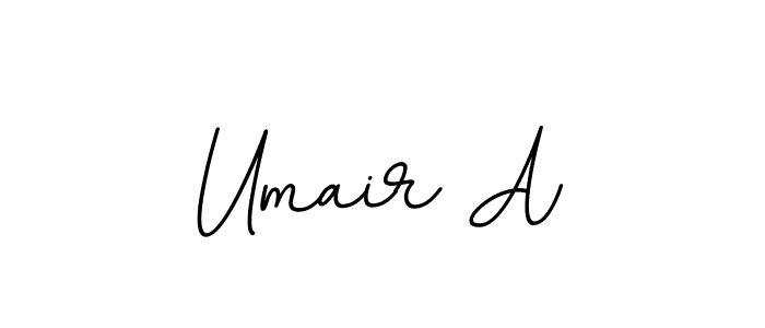 The best way (BallpointsItalic-DORy9) to make a short signature is to pick only two or three words in your name. The name Umair A include a total of six letters. For converting this name. Umair A signature style 11 images and pictures png