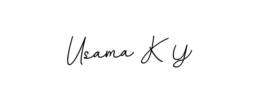 How to make Usama K Y name signature. Use BallpointsItalic-DORy9 style for creating short signs online. This is the latest handwritten sign. Usama K Y signature style 11 images and pictures png