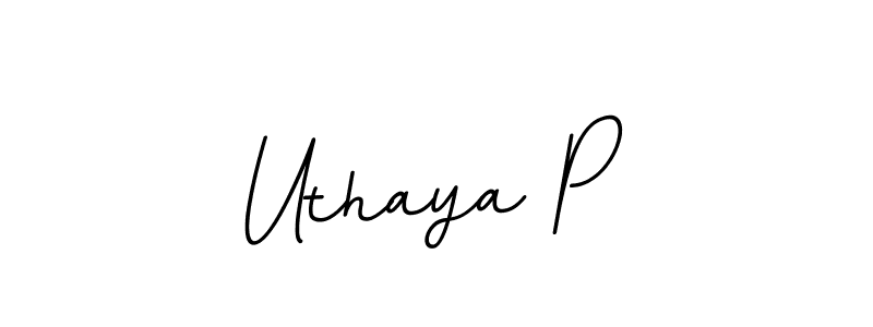 How to make Uthaya P name signature. Use BallpointsItalic-DORy9 style for creating short signs online. This is the latest handwritten sign. Uthaya P signature style 11 images and pictures png