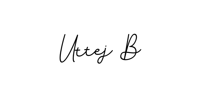 The best way (BallpointsItalic-DORy9) to make a short signature is to pick only two or three words in your name. The name Uttej B include a total of six letters. For converting this name. Uttej B signature style 11 images and pictures png