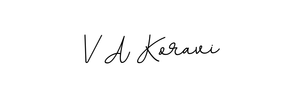 How to make V A Koravi name signature. Use BallpointsItalic-DORy9 style for creating short signs online. This is the latest handwritten sign. V A Koravi signature style 11 images and pictures png