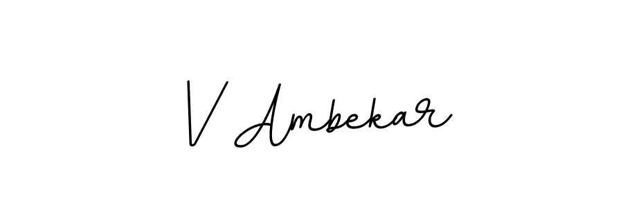 Use a signature maker to create a handwritten signature online. With this signature software, you can design (BallpointsItalic-DORy9) your own signature for name V Ambekar. V Ambekar signature style 11 images and pictures png