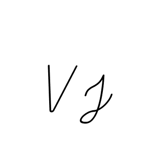 The best way (BallpointsItalic-DORy9) to make a short signature is to pick only two or three words in your name. The name V J include a total of six letters. For converting this name. V J signature style 11 images and pictures png