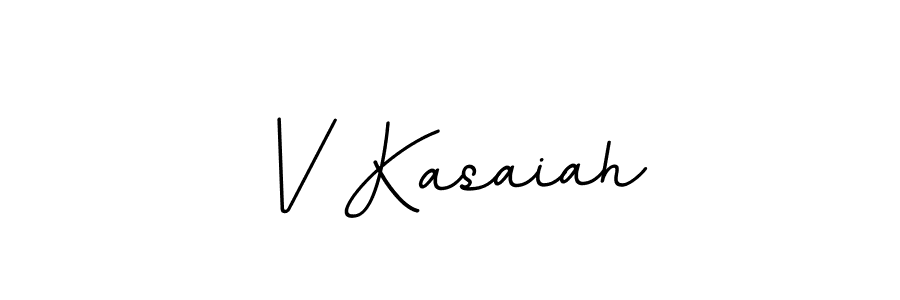 Use a signature maker to create a handwritten signature online. With this signature software, you can design (BallpointsItalic-DORy9) your own signature for name V Kasaiah. V Kasaiah signature style 11 images and pictures png