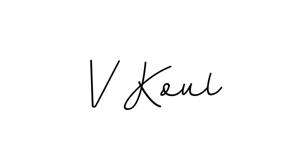 How to make V Koul name signature. Use BallpointsItalic-DORy9 style for creating short signs online. This is the latest handwritten sign. V Koul signature style 11 images and pictures png