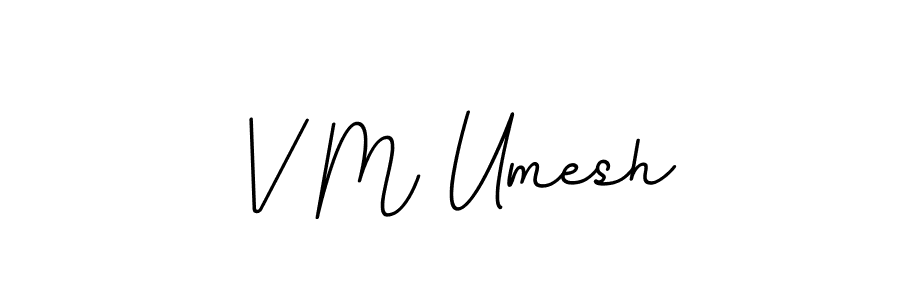 How to make V M Umesh name signature. Use BallpointsItalic-DORy9 style for creating short signs online. This is the latest handwritten sign. V M Umesh signature style 11 images and pictures png