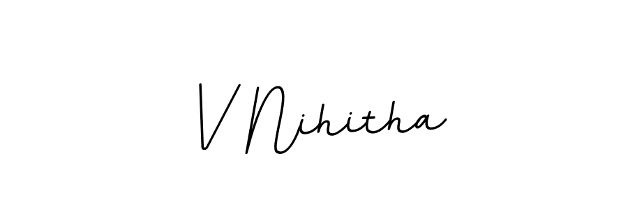 Create a beautiful signature design for name V Nihitha. With this signature (BallpointsItalic-DORy9) fonts, you can make a handwritten signature for free. V Nihitha signature style 11 images and pictures png