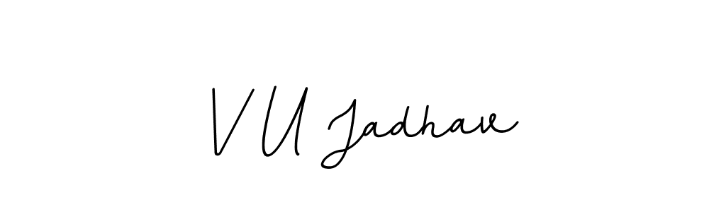 Create a beautiful signature design for name V U Jadhav. With this signature (BallpointsItalic-DORy9) fonts, you can make a handwritten signature for free. V U Jadhav signature style 11 images and pictures png